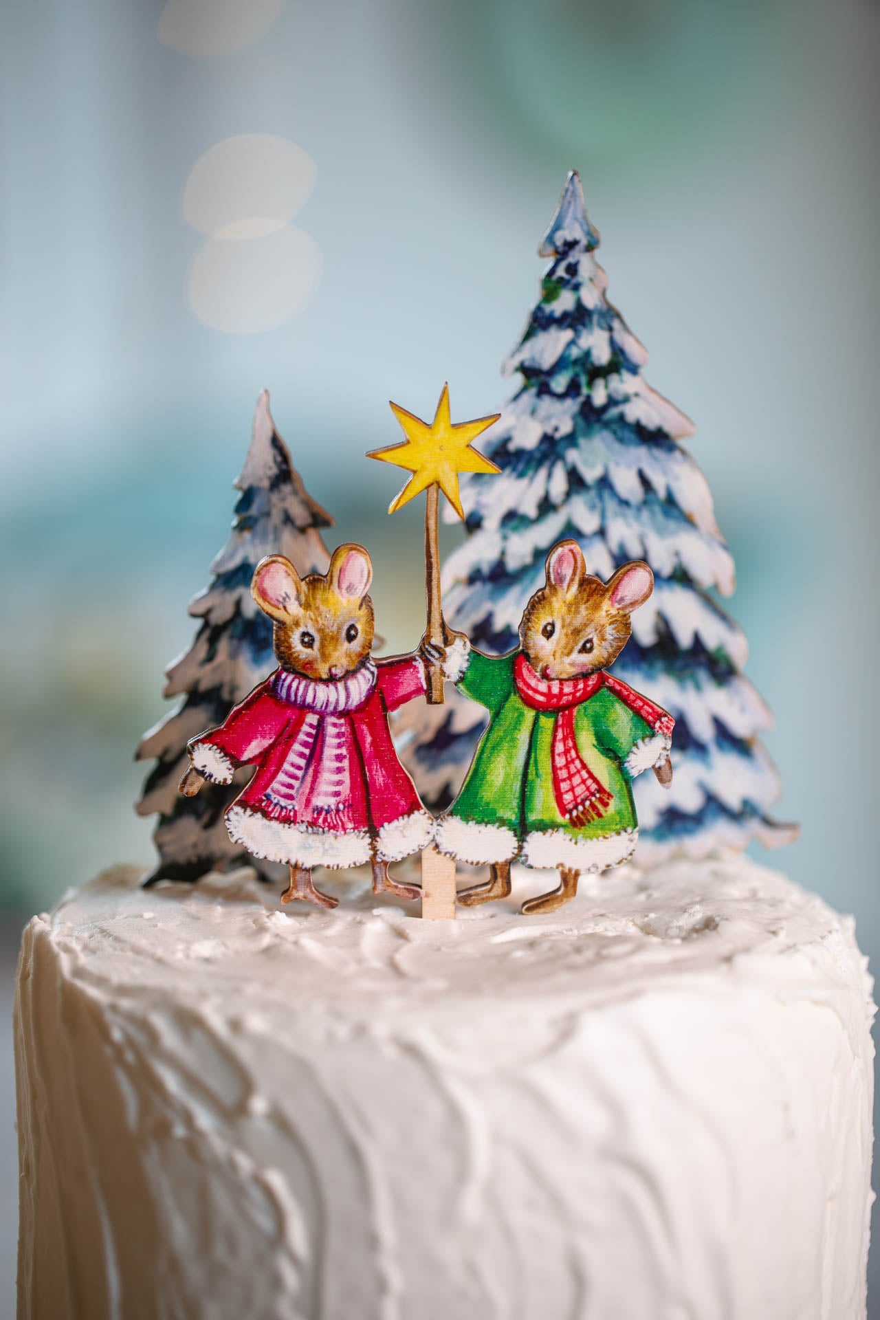 Twin Mice ~ Wooden Cake Topper