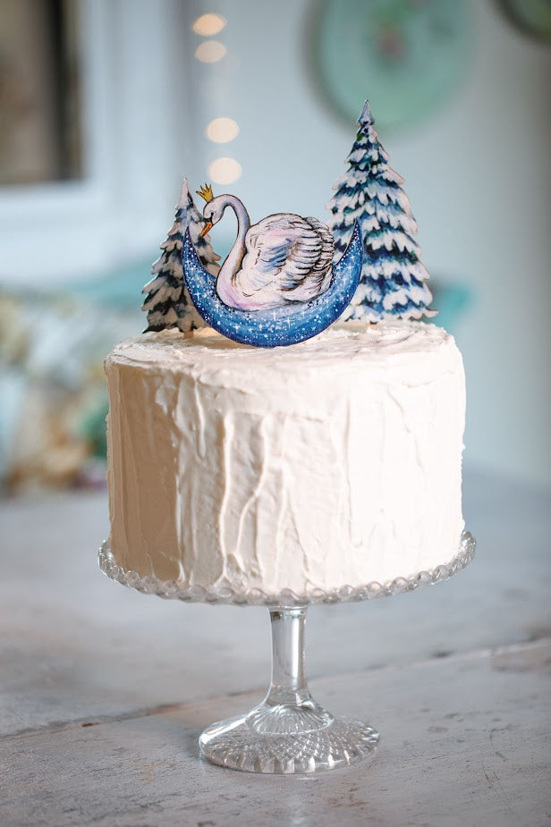 Christmas Swan ~ Wooden Cake Topper