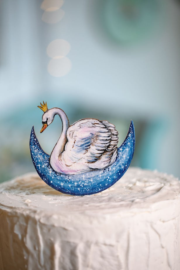 Christmas Swan ~ Wooden Cake Topper