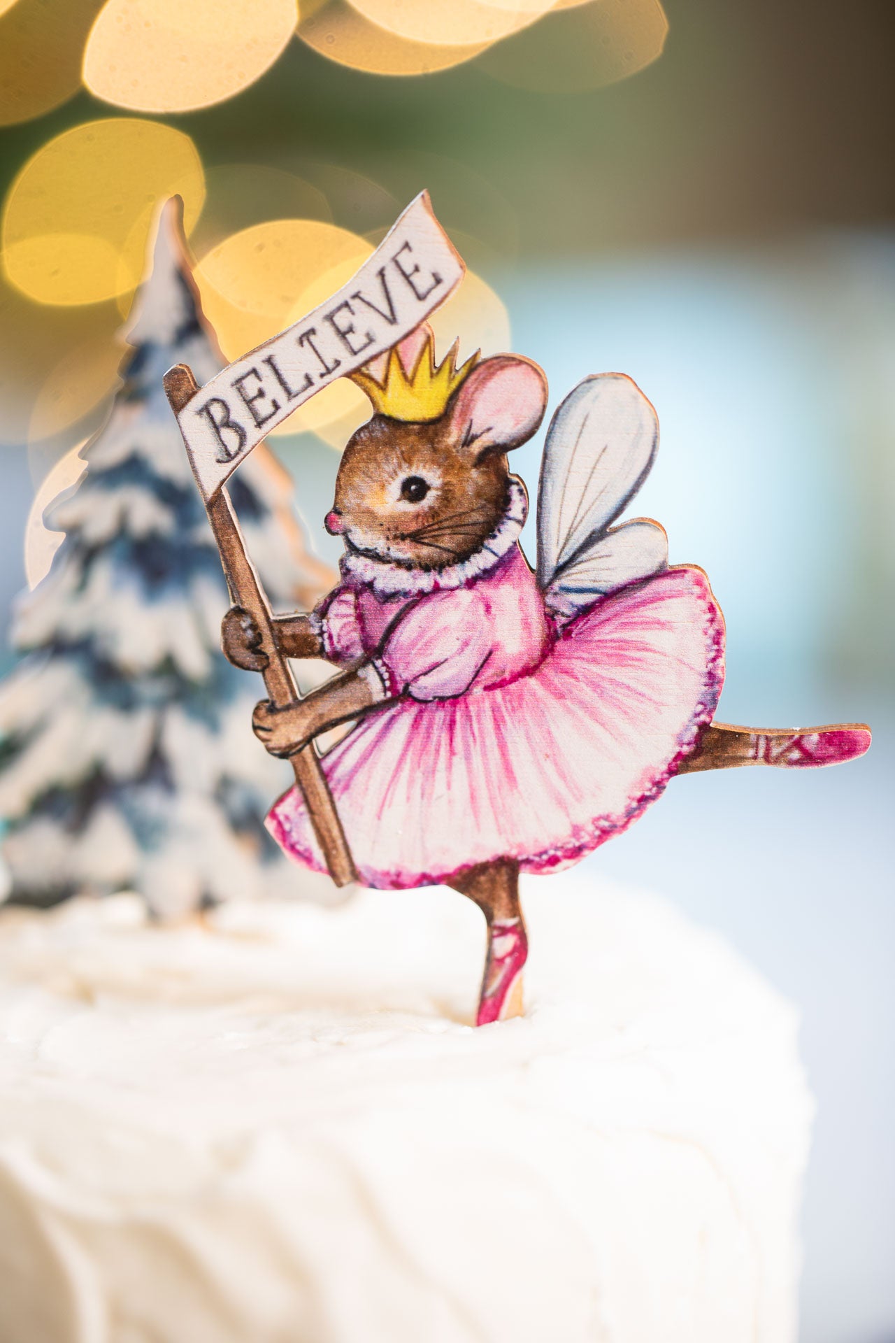 Believe Mouse - Wooden Cake Topper