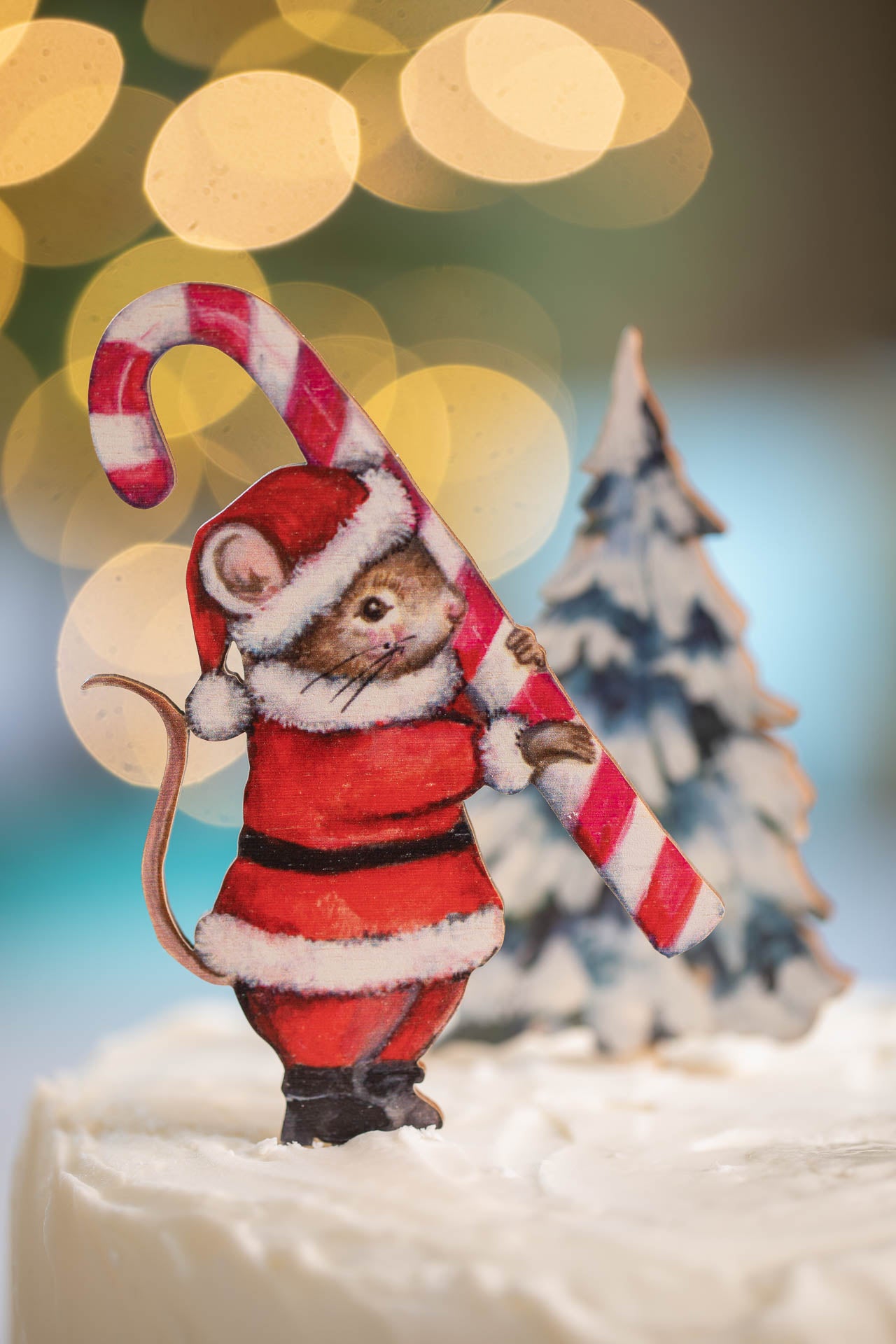 Santa Mouse - Wooden Cake Topper