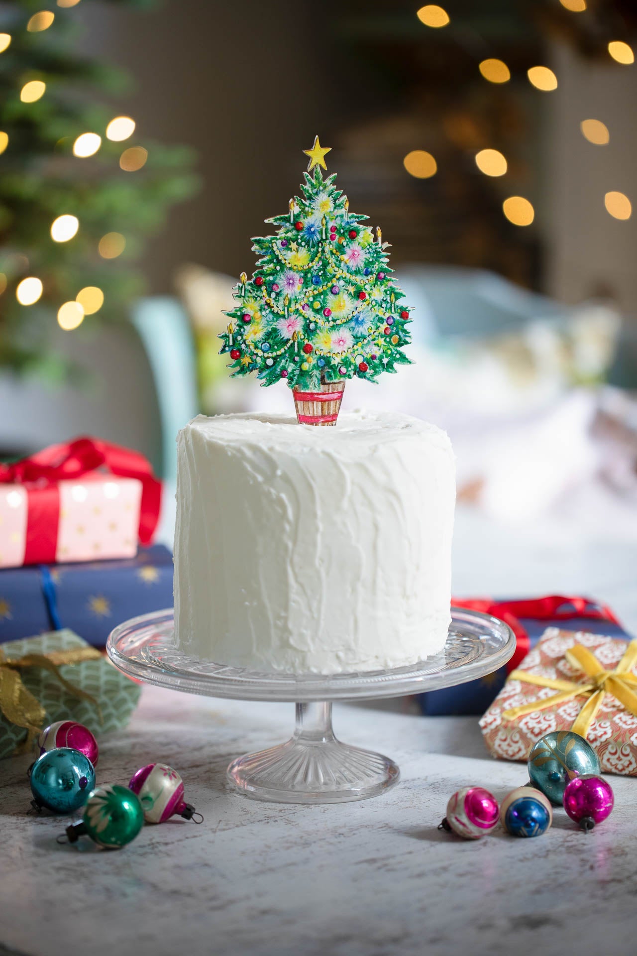 Amy Swann X Fortnum & Mason  Father Christmas and Tree ~ Wooden Cake Topper