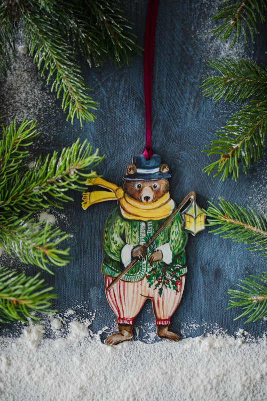 Bear ~ Fortnum & Mason X Amy Swann Collaboration ~ Hanging Wooden Decoration