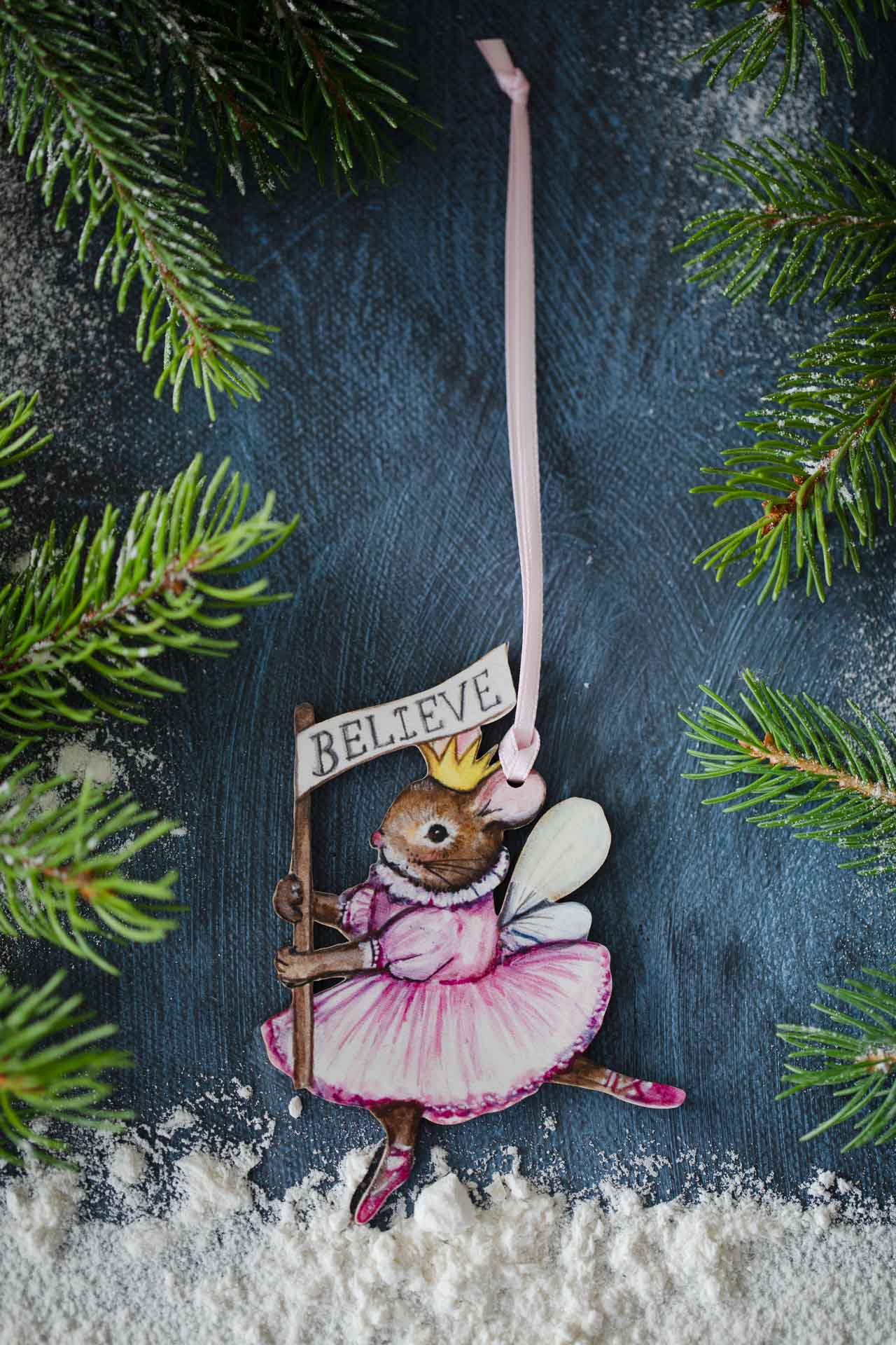 Believe Mouse - Hanging Wooden Decoration