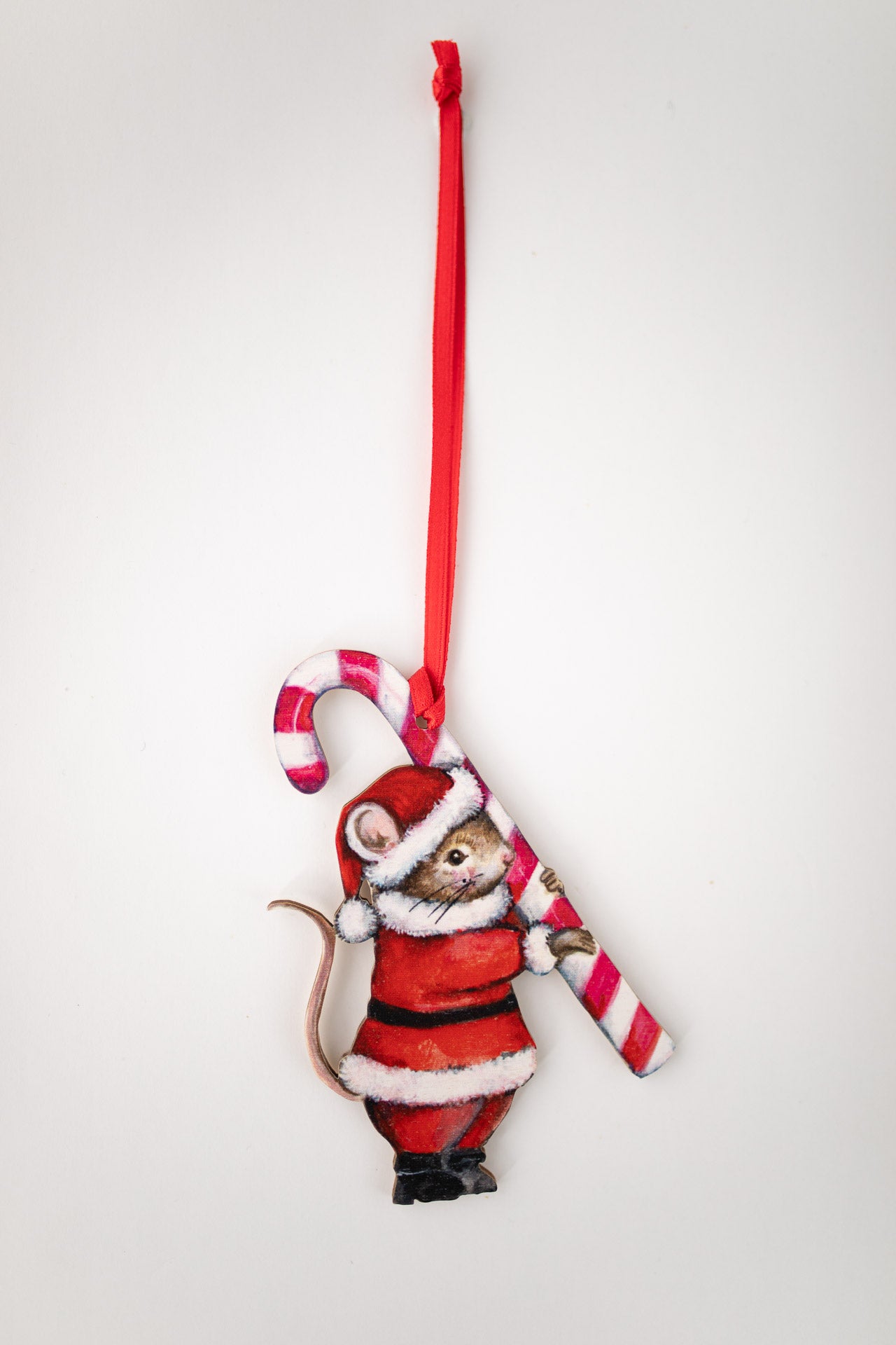 Santa Mouse- Hanging Wooden Decoration