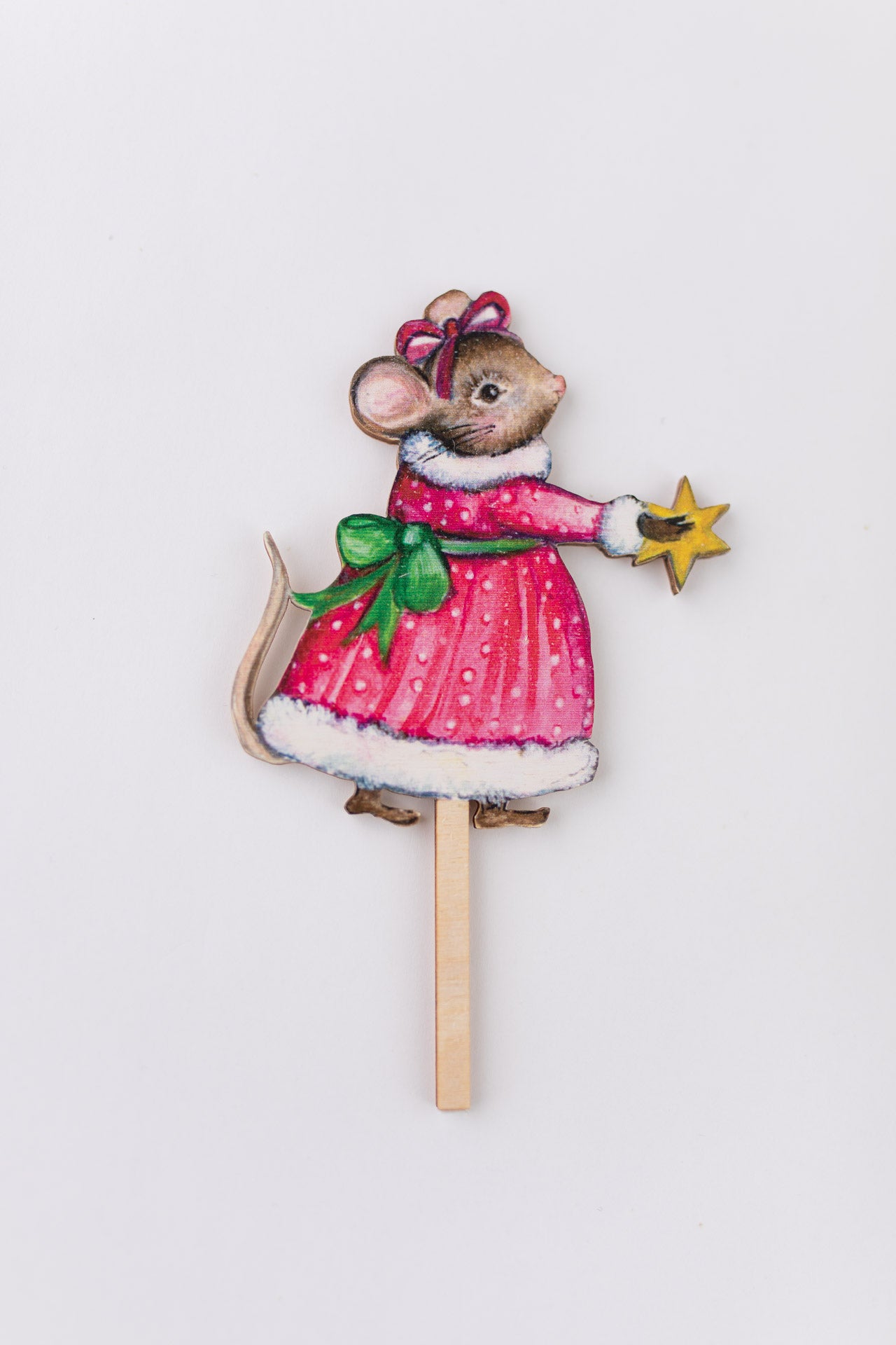 Christmas Star Mouse - Wooden Cake Topper