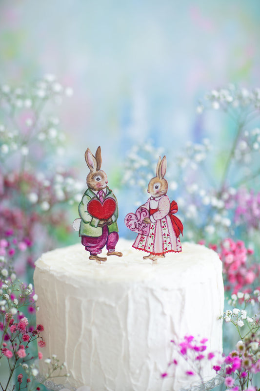 I Love You- Boy Rabbit- Wooden Cake Topper