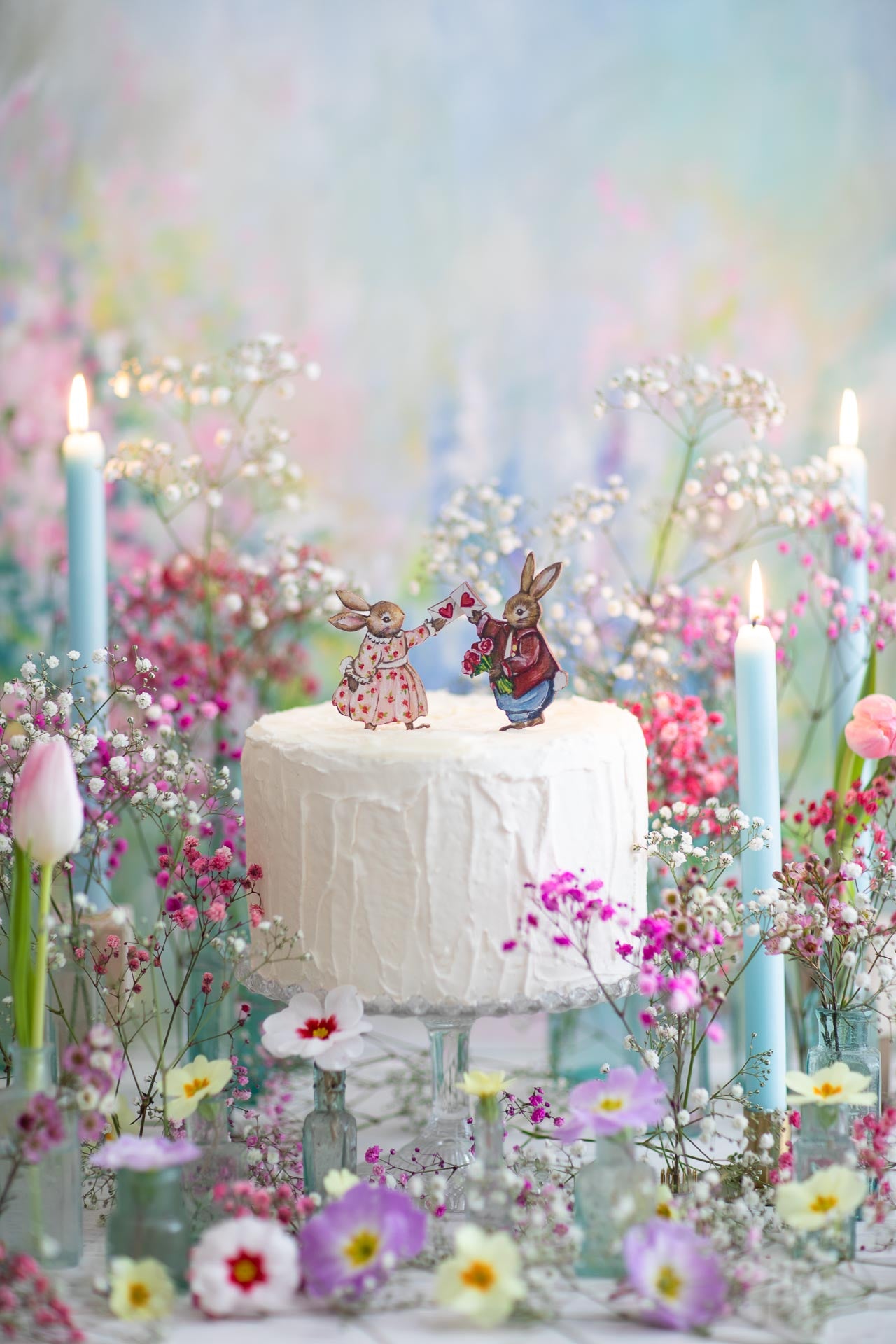 I Love You - Rabbit Children ~ Wooden Cake Toppers