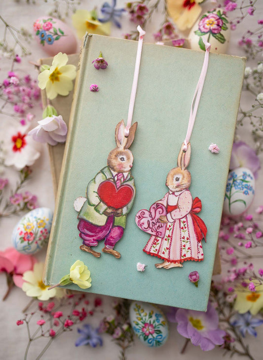 I Love You ~ Girl Bunny ~ Hanging Wooden Decoration