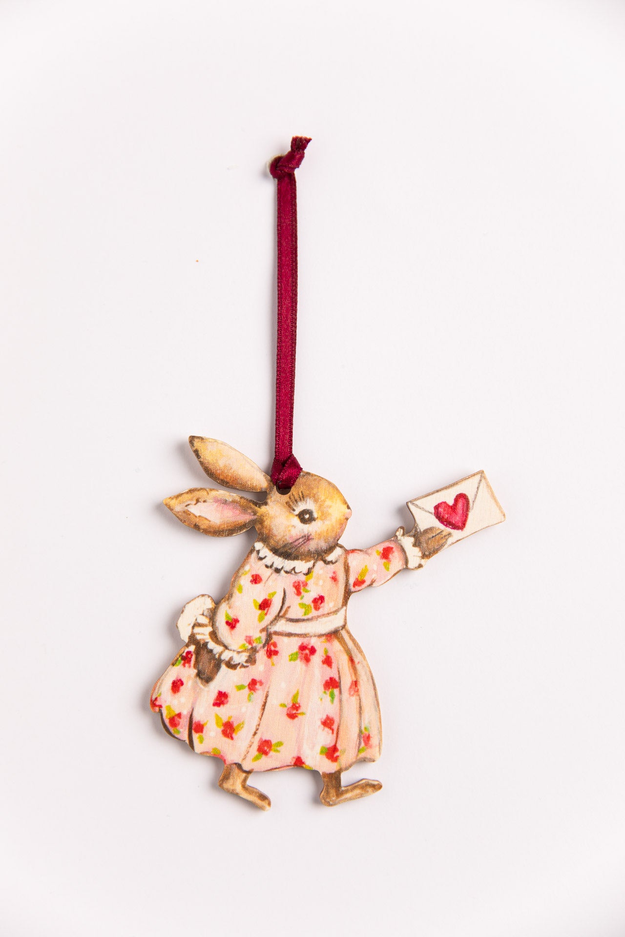 I Love you ~ Little Girl Bunny ~ Hanging Wooden Decoration
