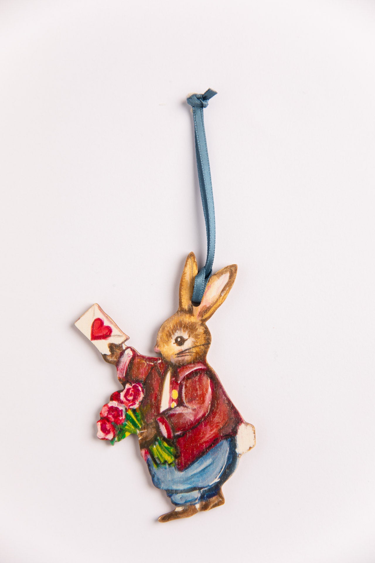Little Boy Bunny ~ Hanging Wooden Decoration