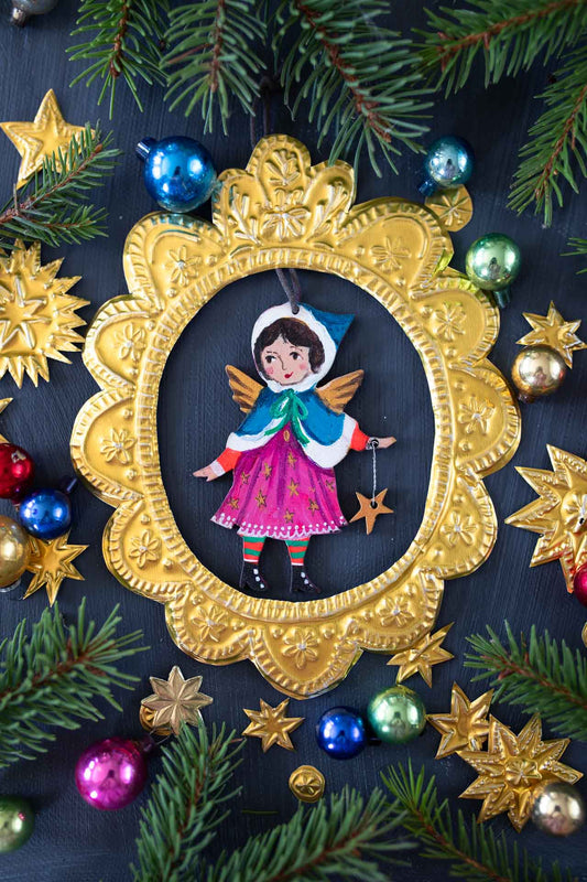 Folk Angel ~ Hanging Wooden Decoration