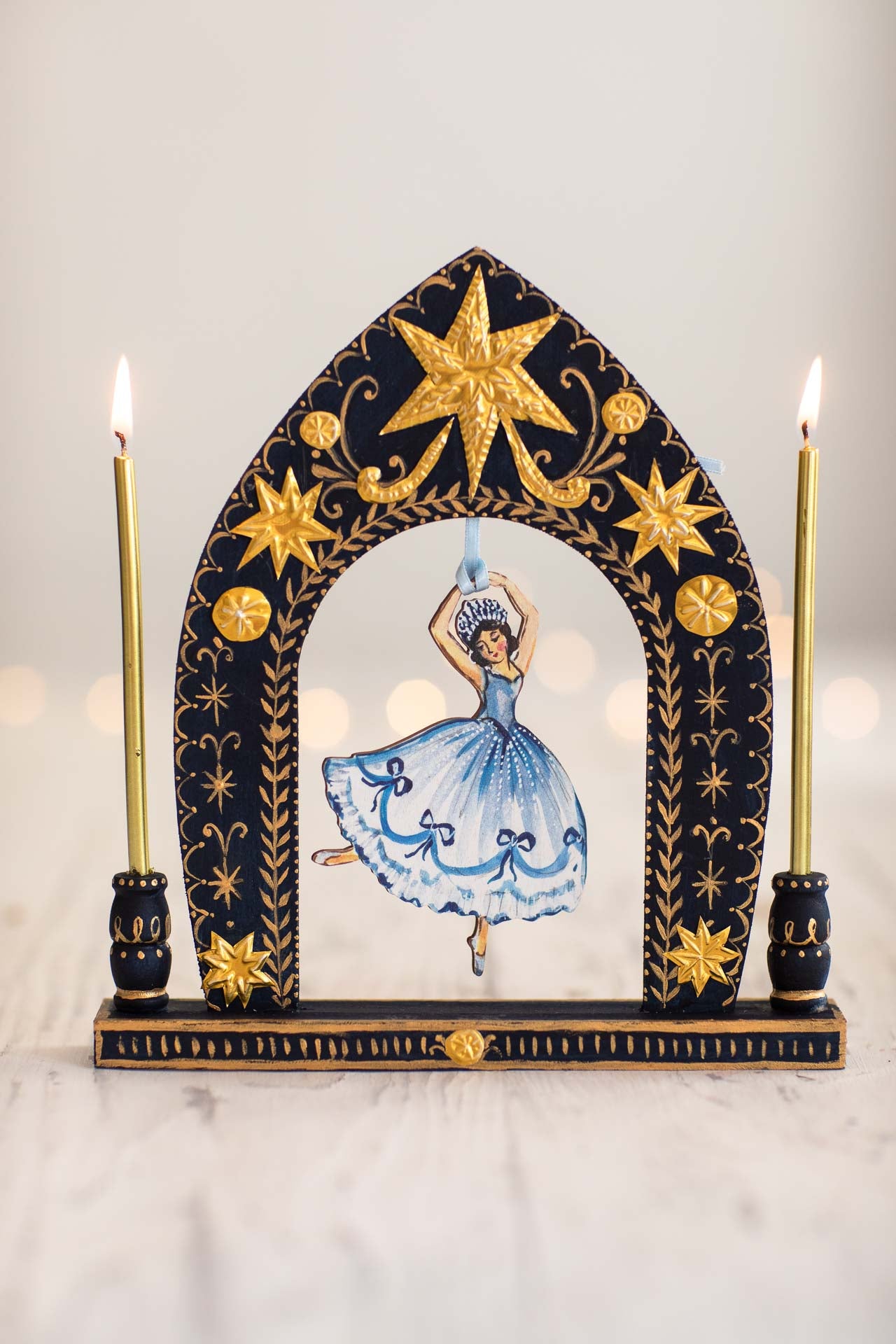 Snowflake Ballerina ~ Hanging Wooden Decoration