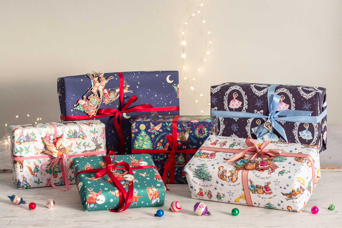 Six Sheets of Amy Swann Christmas Wrapping Paper