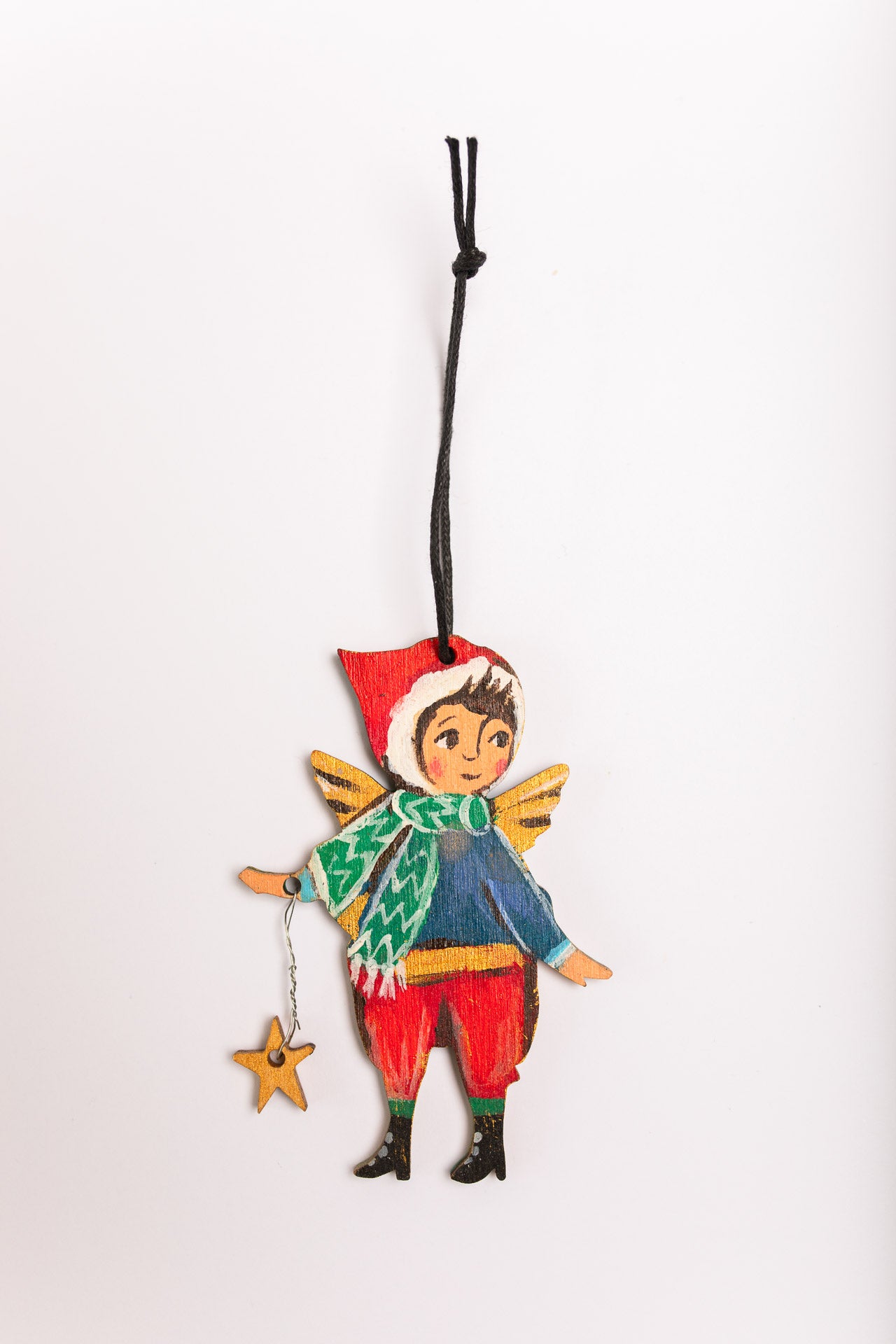 Folk Boy Angel ~ Hanging Wooden Decoration