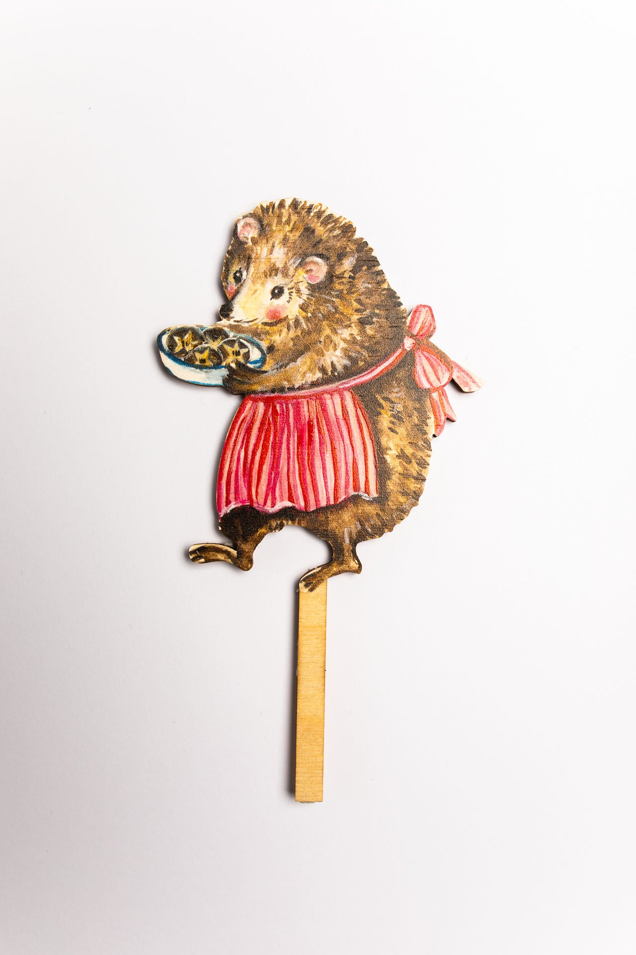 Mrs Hedgehog with Mince Pies ~ Wooden Cake Topper