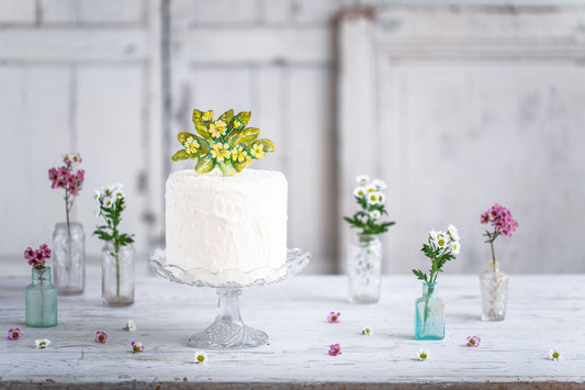 Yellow Primroses ~ Wooden Cake Topper