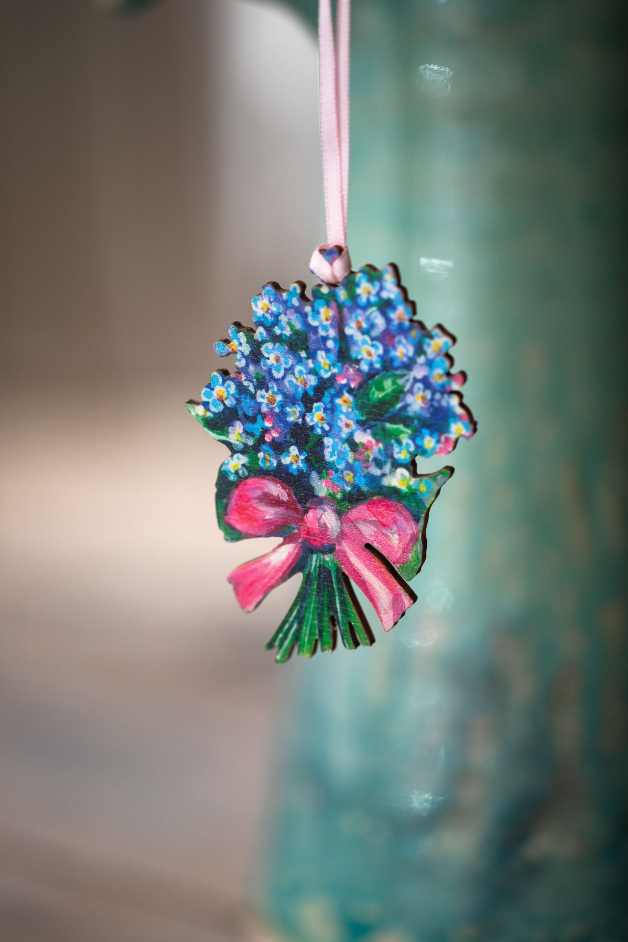 Forget Me Not ~ Hanging Wooden Decoration