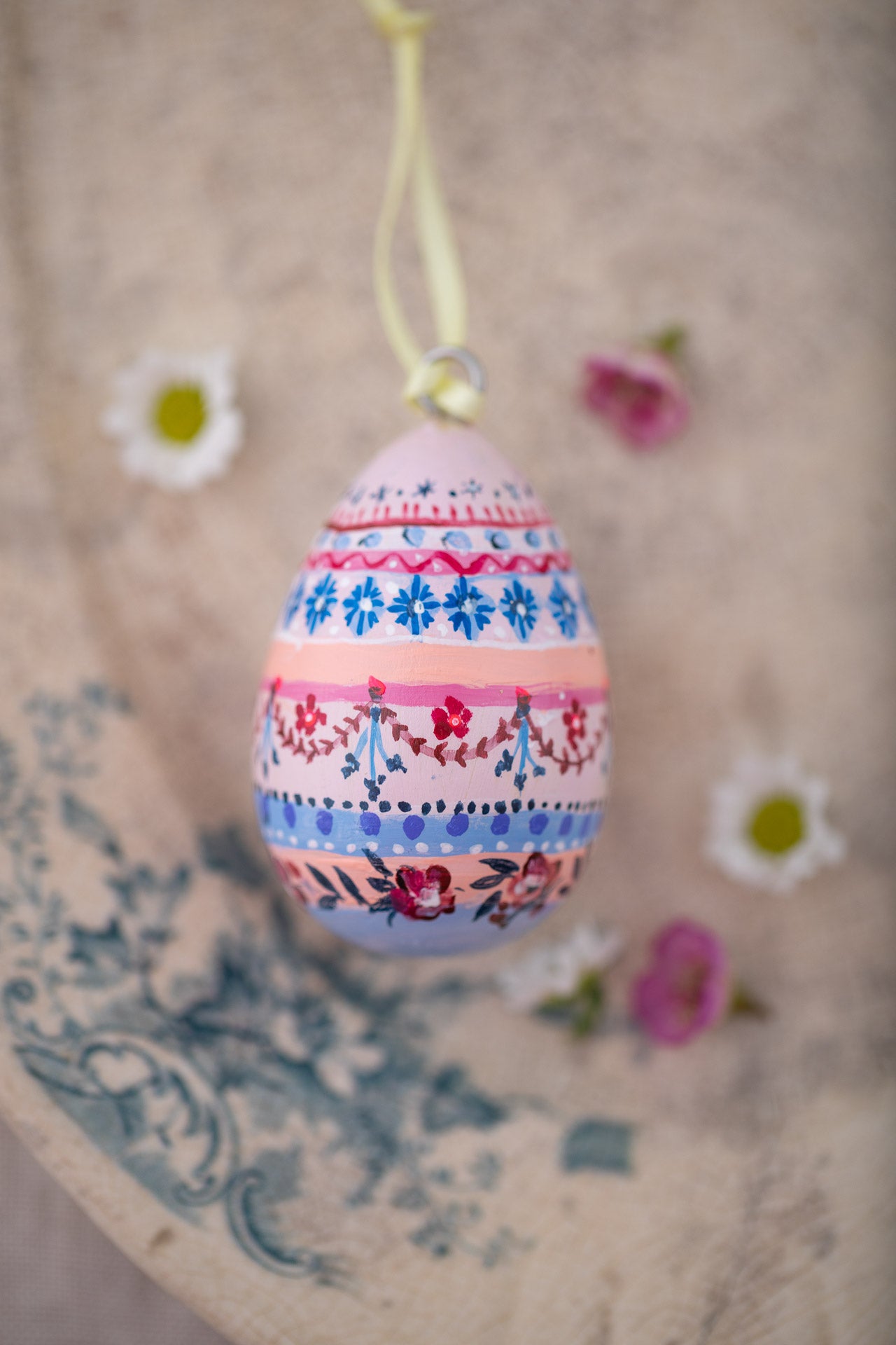 Juniper ~ Hand Painted Hanging Ceramic egg