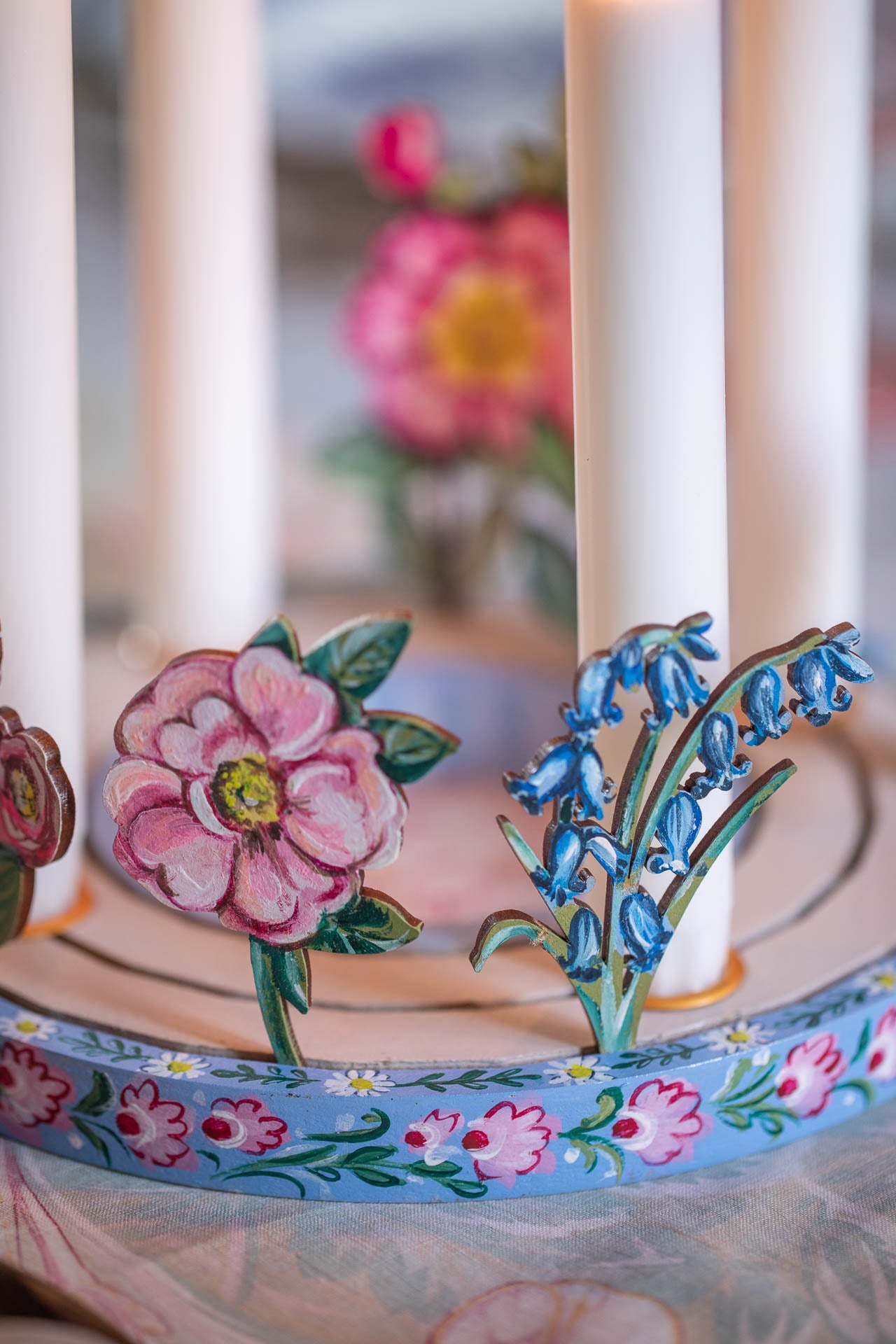 Wooden Celebration Ring With Hand Painted Flowers