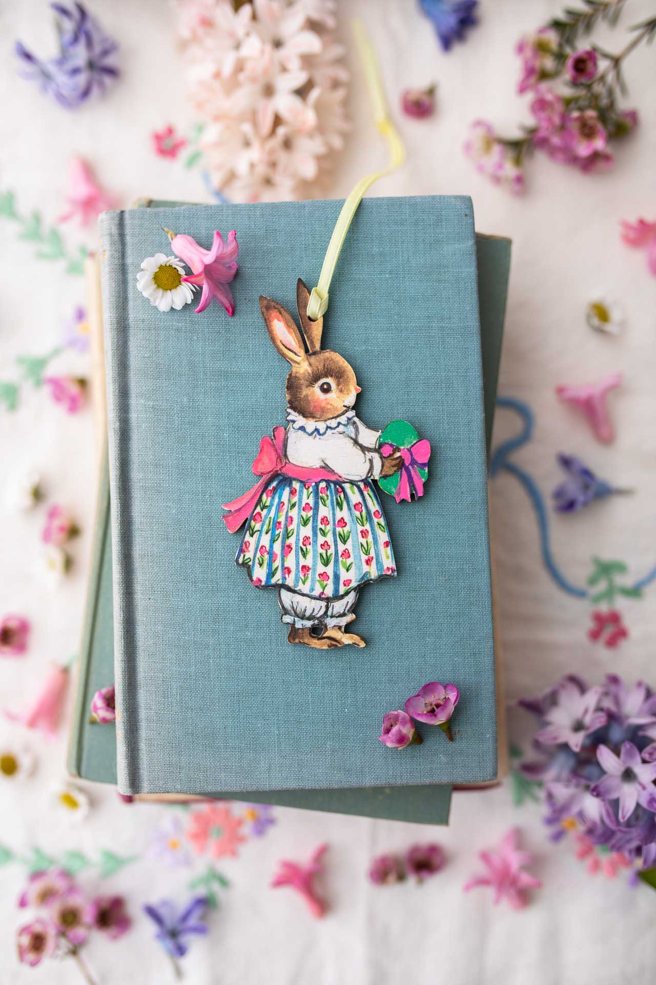 Easter Bunny Girl With Egg~ Fortnum & Mason X Amy Swann ~ Hanging Wooden Decoration