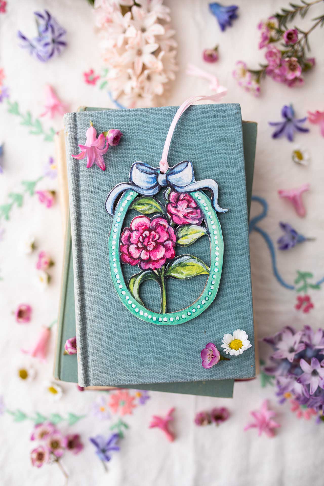 Peony ~ Hanging Wooden Decoration