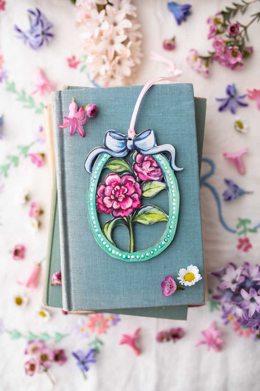 Peony ~ Hanging Wooden Decoration