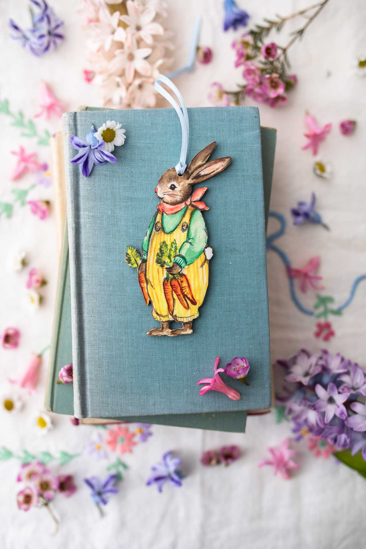Gardening Bunny Boy ~ Hanging Wooden Decoration
