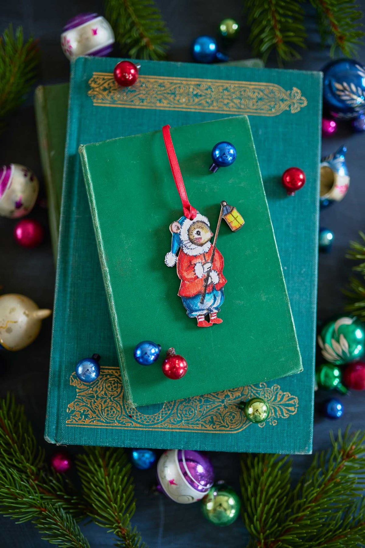 Trio of Elf Mice ~ Hanging Wooden Decoration