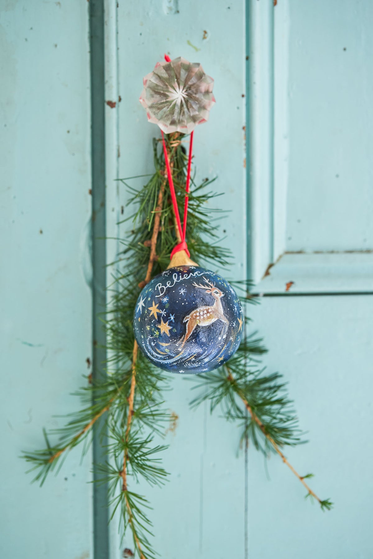 Believe Bauble Reindeer 2026 ~ Hand Painted Bauble