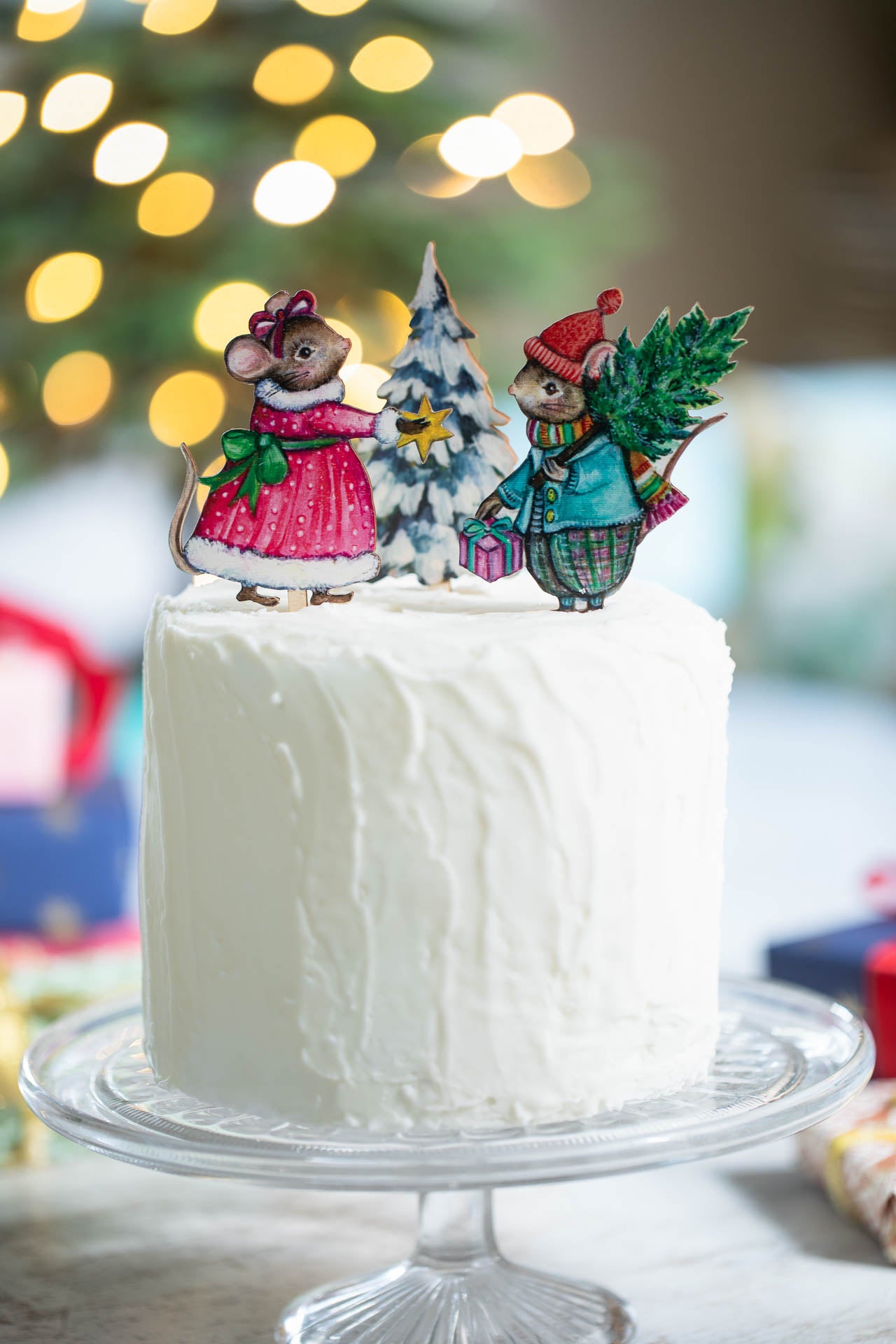 Christmas Tree Mouse- Wooden Cake Topper