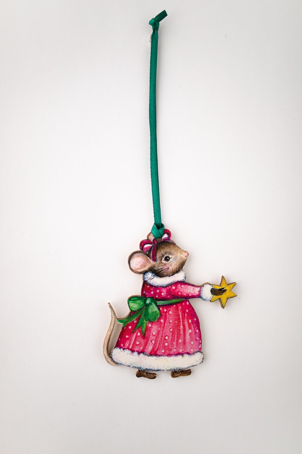 Christmas Star Mouse- Hanging Wooden Decoration