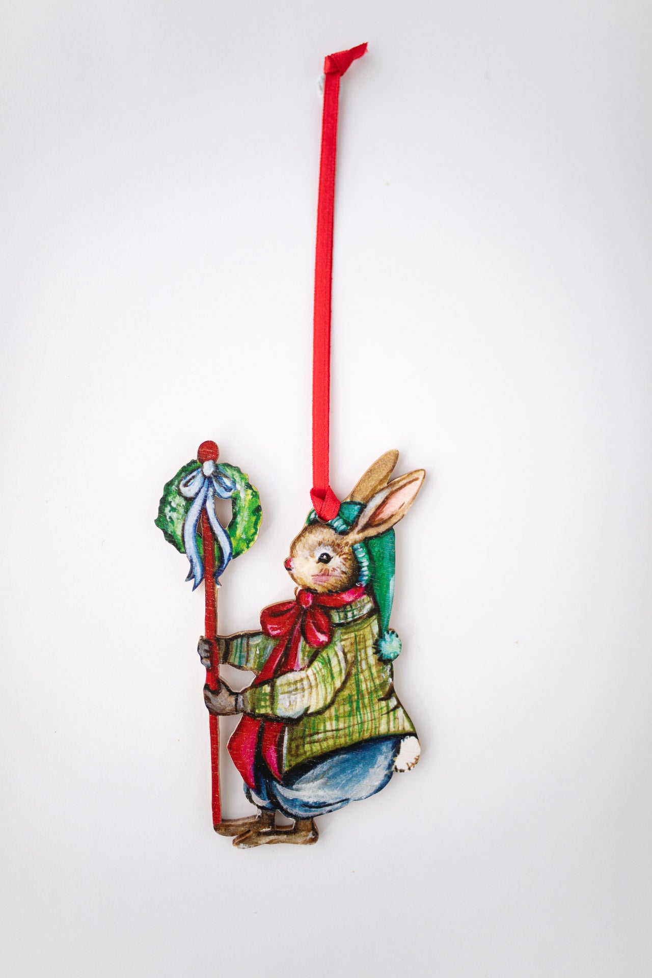 Christmas Bunny with Garland ~ Fortnum and Mason X Amy Swann ~ Hanging Wooden Decoration