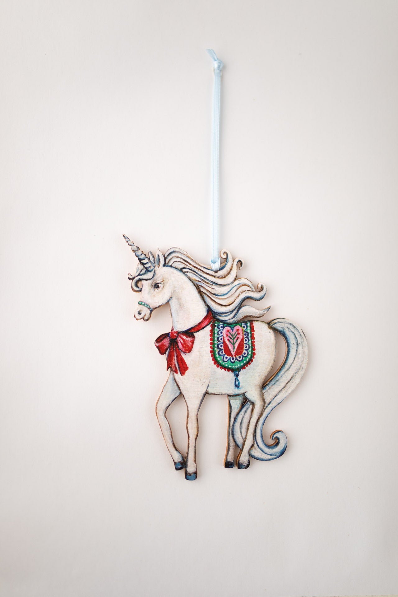 Christmas Unicorn - Hanging Wooden Decoration