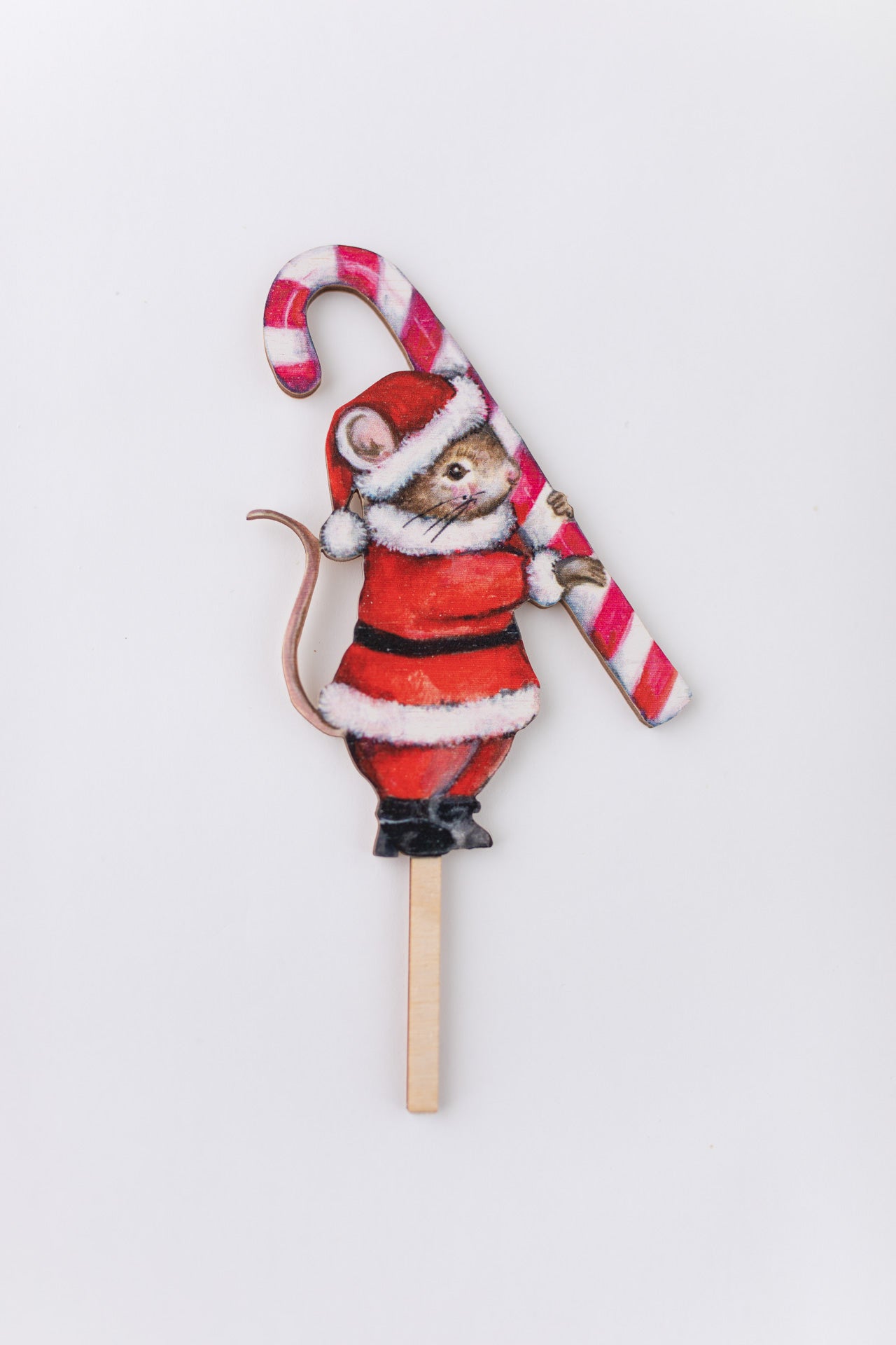 Santa Mouse - Wooden Cake Topper