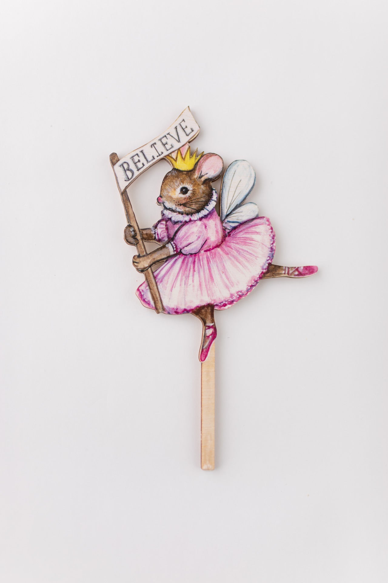 Believe Mouse - Wooden Cake Topper