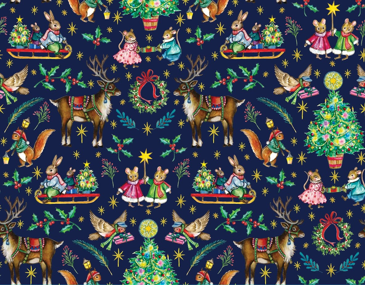 The Christmas Parade Table Cloth ~Midnight Blue ~ Limited Edition design by Amy Swann