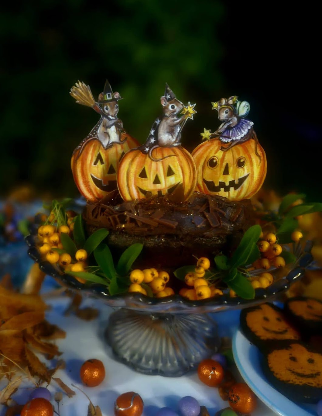 Fairy Mouse and Pumpkin ~ Wooden Cake Topper