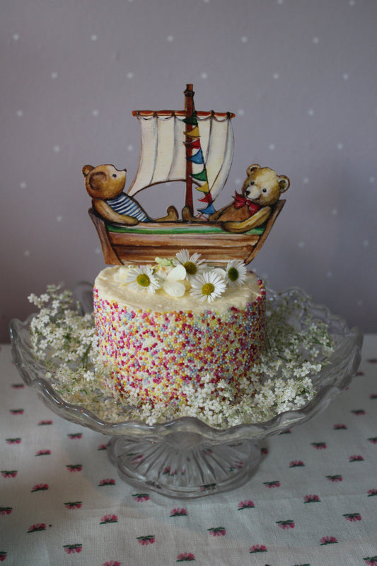 Bears in a Boat - Wooden Cake Topper