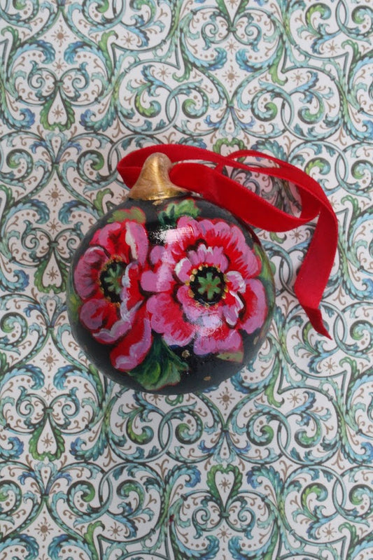 Rosa ~ Hand Painted Ceramic Bauble