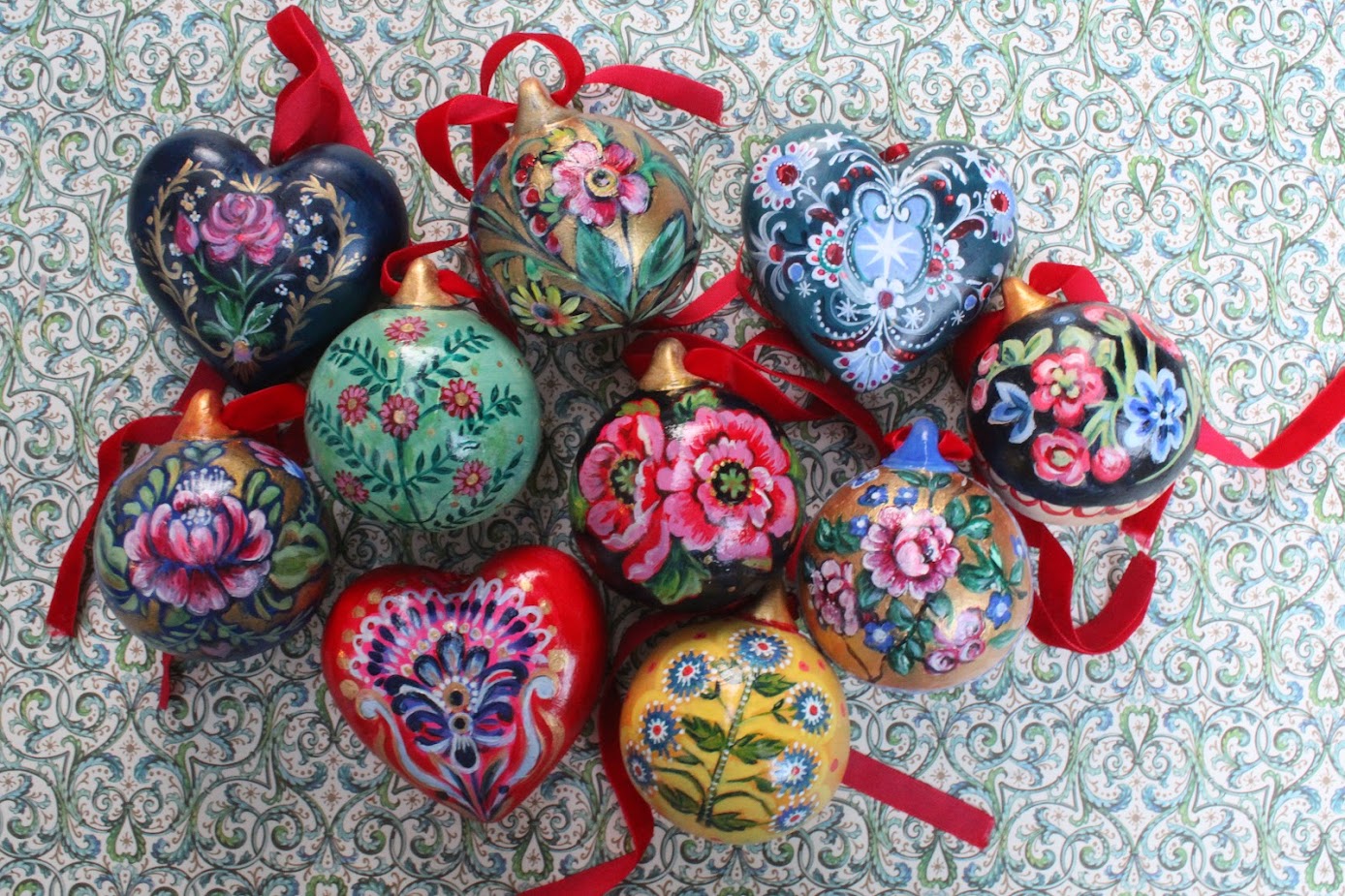 Rosa ~ Hand Painted Ceramic Bauble