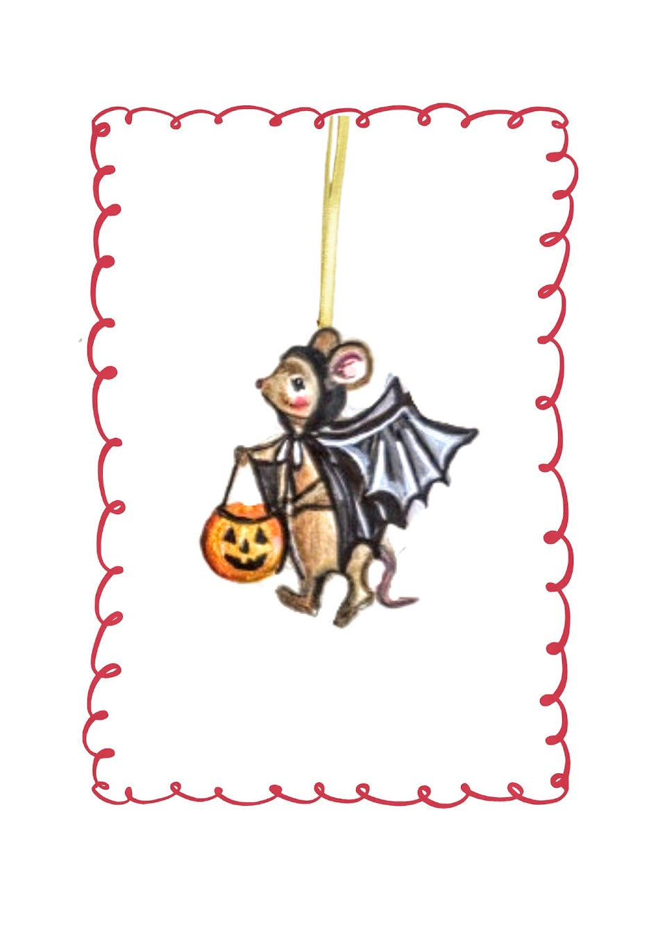 Bert the Bat Mouse ~ Hanging Wooden Decoration