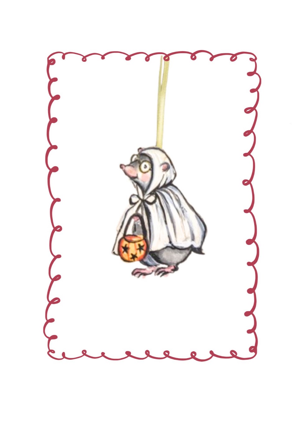 Monty the Ghostie Mole ~ Hanging Wooden Decoration