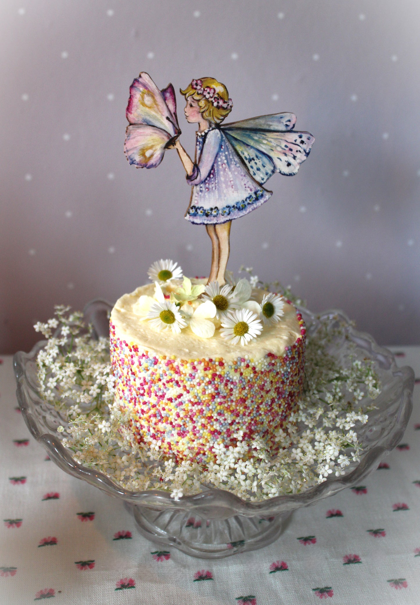 Fairy and Butterfly - Wooden Cake Topper