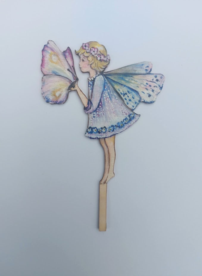 Fairy and Butterfly - Wooden Cake Topper