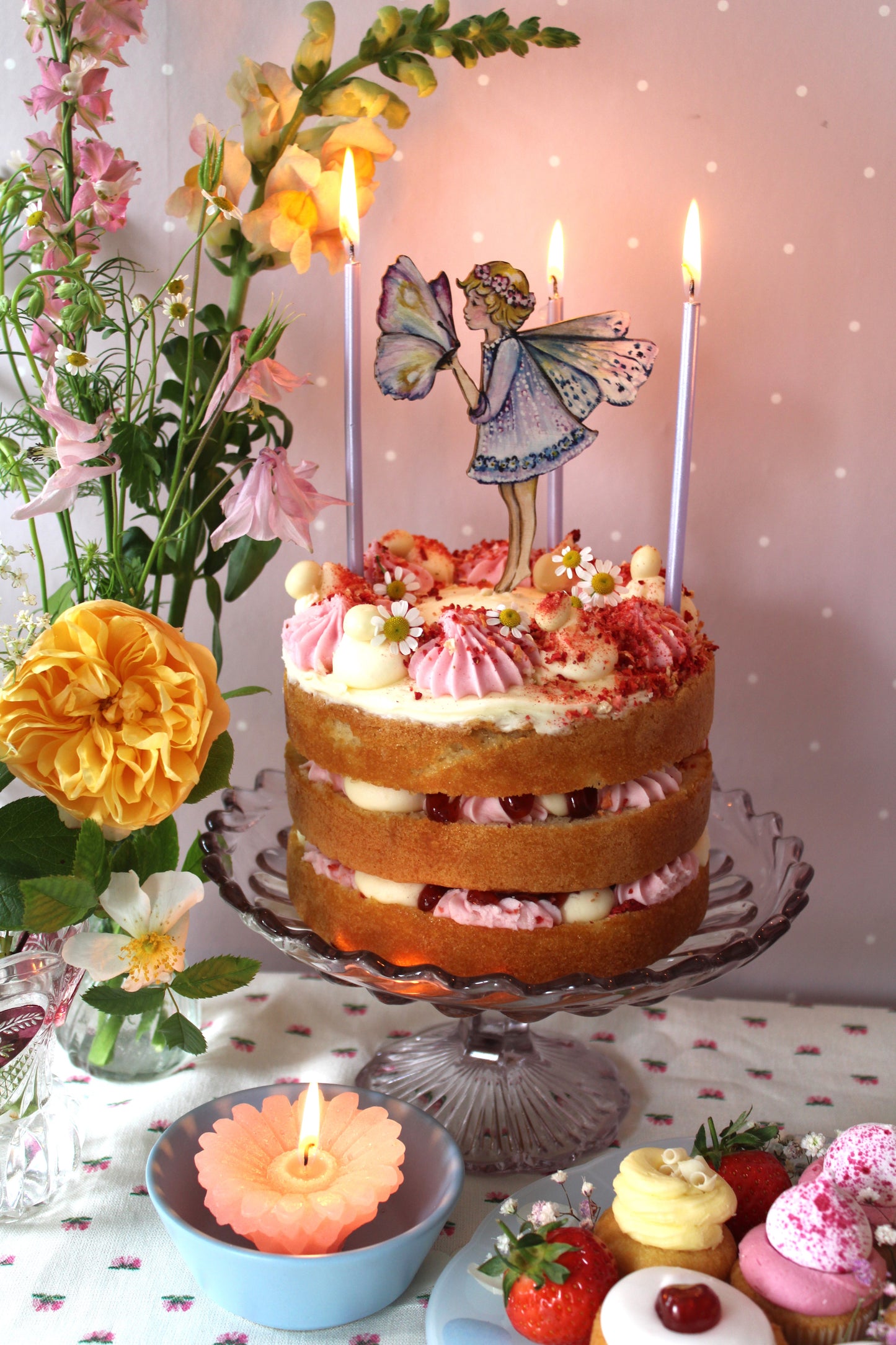 Fairy and Butterfly - Wooden Cake Topper