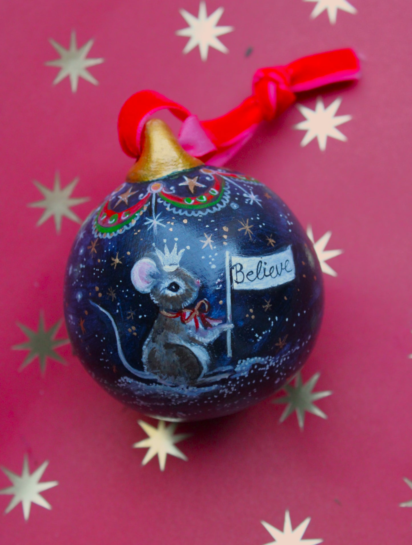 PRE ORDER Believe Bauble 2024- Limited edition - Hand painted Ceramic Bauble by Amy Swann